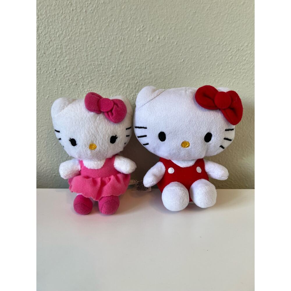 Sanrio Hello Kitty Mini Plush Stuffed Doll 2015 and Hello Kitty Red Dress 2019